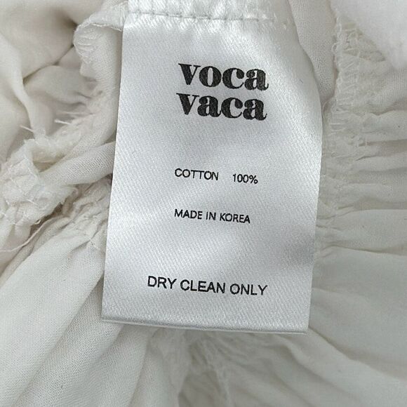 Voca Vaca Womens Ruffle Eyelet V-Neck Blouse White Small - Picture 9 of 12